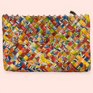 Colorful Woven Recycled Clutch Bag